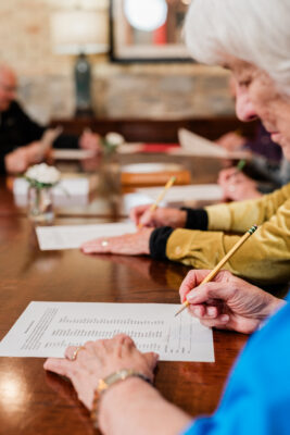 a woman writing notes
