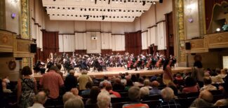 Detroit Symphony Orchestra gets ready to perform at Orchestra Hall, Detroit, Michigan
