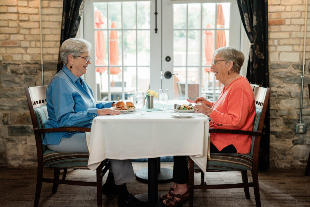 Women eating at a table together
