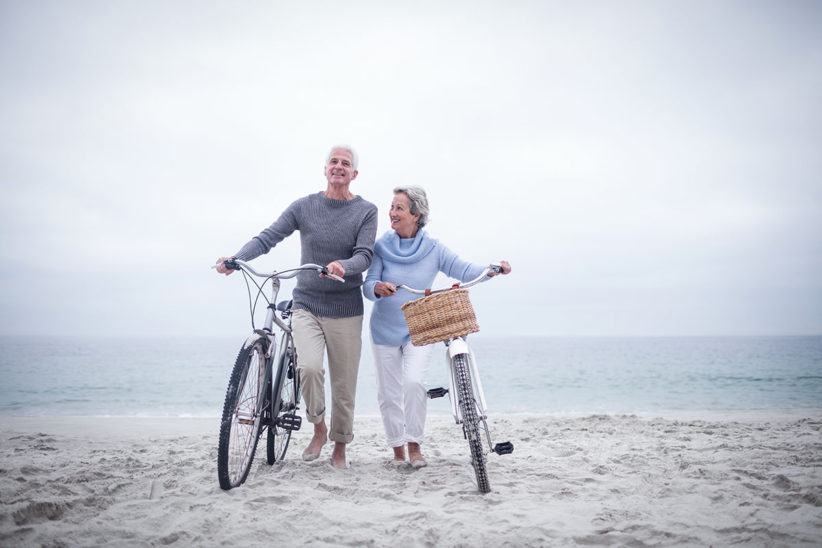 biking on the beach
